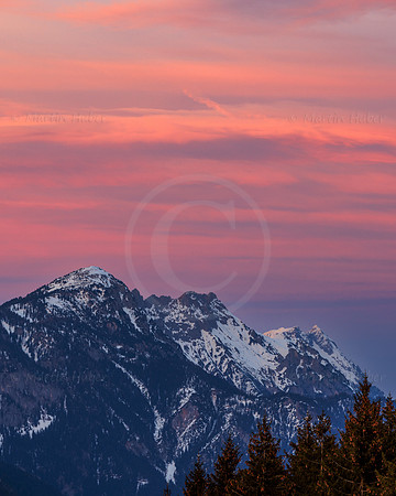 Wetter, Abendrot über Stoderzinken, Kammspitze und Grimming