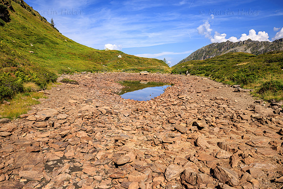 Trockenheit, beinahe ausgetrocknete Lacke nahe Moaralmsee