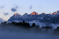 Wetter, Neuschnee, Morgensonne am Dachstein