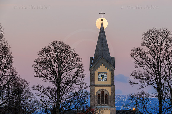 Vollmond, Ostermond, evangelische Kirche Ramsau