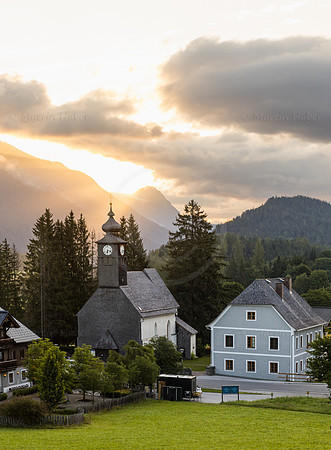 Ramsau am Dachstein, Kirche, Sommer, Sonnenaufgang