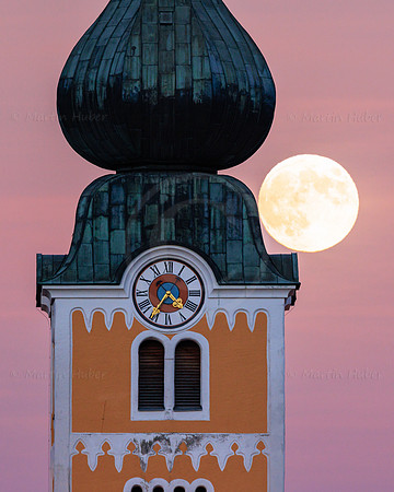 Vollmond, katholische Kirche Schladming