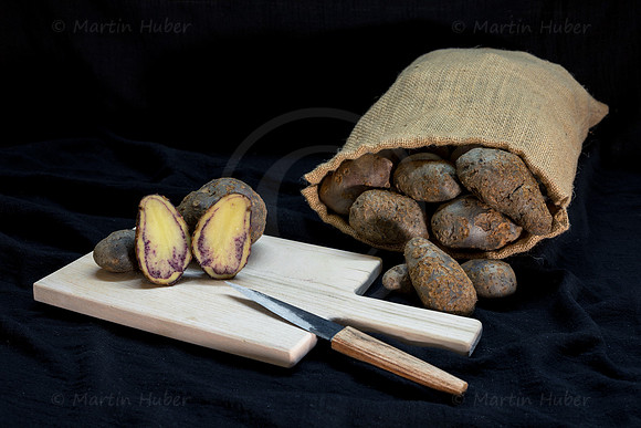 Food-Fotografie, Erdäpfel, Shetland Black