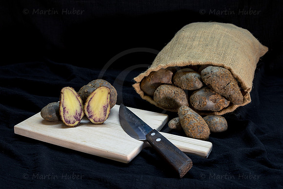 Food-Fotografie, Erdäpfel, Shetland Black