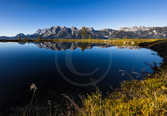 Spiegelung Dachstein-Gebirge, Speicherteich Planai