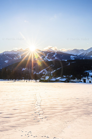Wetter, Winter-Sonnenaufgang in der Ramsau