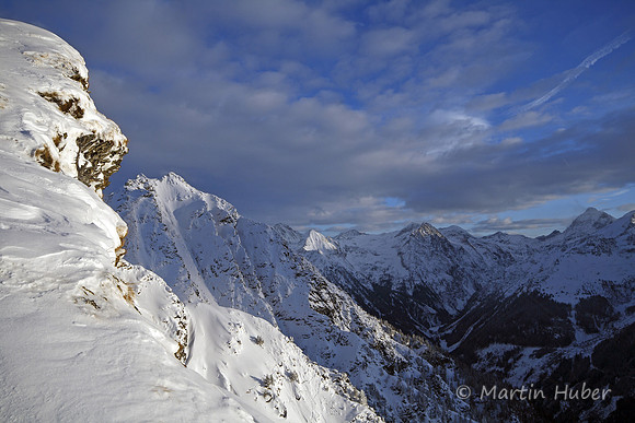 Blick vom Krahbergzinken ins Untertal (ganz rechts: Hochgolling)