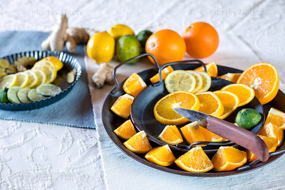 Food-Fotografie, Orange, Zitrone, Limette, Ingwer
