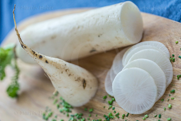 Food-Fotografie, weißer Rettich, Brotzeit