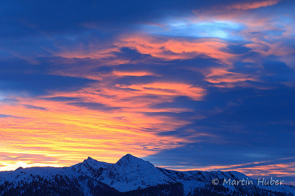 Sonnenuntergang - Blick über Hochwurzen und Reiteralm Richtung Westen
