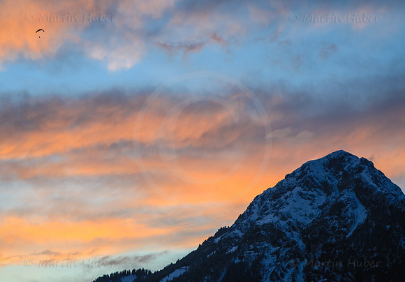 Abendlicht, Stoderzinken und Paragleiter